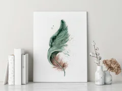 Image of a feather watercolor painting by Shayna Larsen, originals & prints available