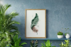 Image of a feather watercolor painting by Shayna Larsen, originals & prints available