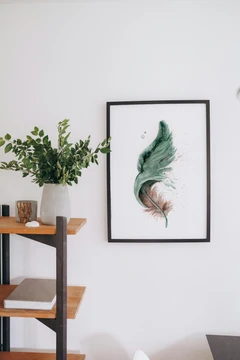 Image of a feather watercolor painting by Shayna Larsen, originals & prints available