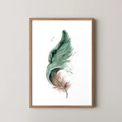 Image of a feather watercolor painting by Shayna Larsen, originals & prints available