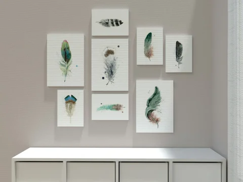 Image of a feather watercolor painting by Shayna Larsen, originals & prints available