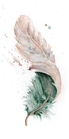 Image of a feather watercolor painting by Shayna Larsen, originals & prints available