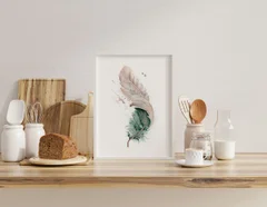 Image of a feather watercolor painting by Shayna Larsen, originals & prints available