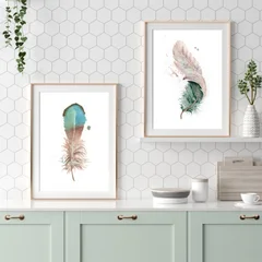 Image of a feather watercolor painting by Shayna Larsen, originals & prints available
