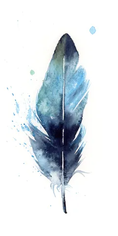 Image of a feather watercolor painting by Shayna Larsen, originals & prints available