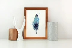 Image of a feather watercolor painting by Shayna Larsen, originals & prints available