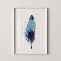 Image of a feather watercolor painting by Shayna Larsen, originals & prints available