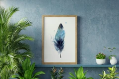Image of a feather watercolor painting by Shayna Larsen, originals & prints available