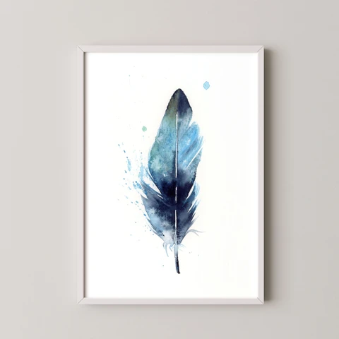 Image of a feather watercolor painting by Shayna Larsen, originals & prints available