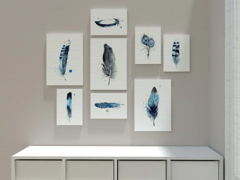 Image of a feather watercolor painting by Shayna Larsen, originals & prints available