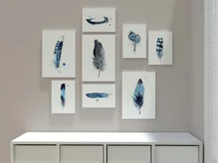 Image of a feather watercolor painting by Shayna Larsen, originals & prints available