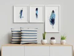 Image of a feather watercolor painting by Shayna Larsen, originals & prints available