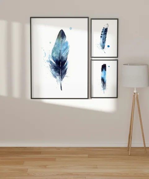 Image of a feather watercolor painting by Shayna Larsen, originals & prints available