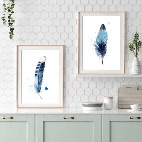 Image of a feather watercolor painting by Shayna Larsen, originals & prints available