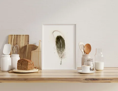 Image of a feather watercolor painting by Shayna Larsen, originals & prints available