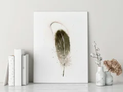 Image of a feather watercolor painting by Shayna Larsen, originals & prints available