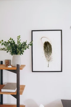 Image of a feather watercolor painting by Shayna Larsen, originals & prints available