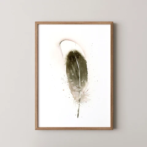 Image of a feather watercolor painting by Shayna Larsen, originals & prints available