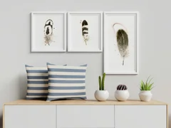 Image of a feather watercolor painting by Shayna Larsen, originals & prints available