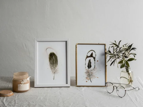 Image of a feather watercolor painting by Shayna Larsen, originals & prints available