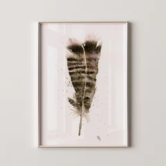 Image of a feather watercolor painting by Shayna Larsen, originals & prints available