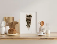 Image of a feather watercolor painting by Shayna Larsen, originals & prints available