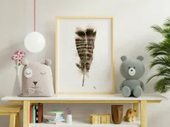 Image of a feather watercolor painting by Shayna Larsen, originals & prints available