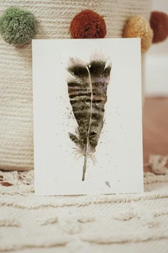 Image of a feather watercolor painting by Shayna Larsen, originals & prints available