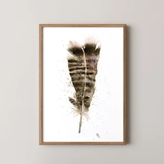 Image of a feather watercolor painting by Shayna Larsen, originals & prints available