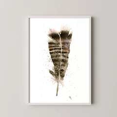 Image of a feather watercolor painting by Shayna Larsen, originals & prints available