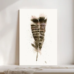 Image of a feather watercolor painting by Shayna Larsen, originals & prints available