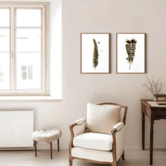 Image of a feather watercolor painting by Shayna Larsen, originals & prints available