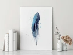 Image of a feather watercolor painting by Shayna Larsen, originals & prints available