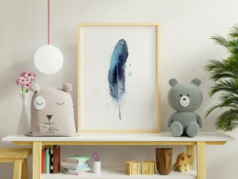 Image of a feather watercolor painting by Shayna Larsen, originals & prints available