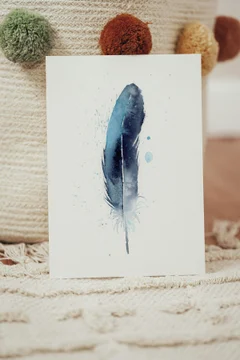 Image of a feather watercolor painting by Shayna Larsen, originals & prints available