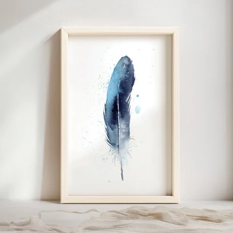 Image of a feather watercolor painting by Shayna Larsen, originals & prints available