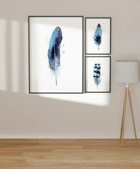 Image of a feather watercolor painting by Shayna Larsen, originals & prints available