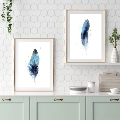 Image of a feather watercolor painting by Shayna Larsen, originals & prints available