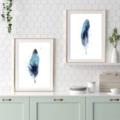 Image of a feather watercolor painting by Shayna Larsen, originals & prints available