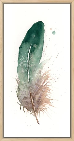 Image of a feather watercolor painting by Shayna Larsen, originals & prints available