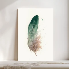 Image of a feather watercolor painting by Shayna Larsen, originals & prints available