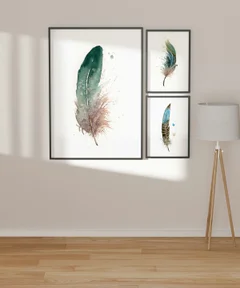 Image of a feather watercolor painting by Shayna Larsen, originals & prints available