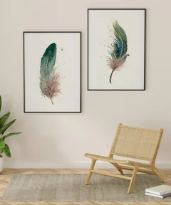 Image of a feather watercolor painting by Shayna Larsen, originals & prints available