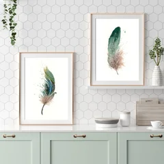 Image of a feather watercolor painting by Shayna Larsen, originals & prints available