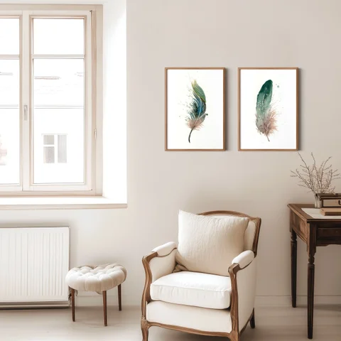 Image of a feather watercolor painting by Shayna Larsen, originals & prints available