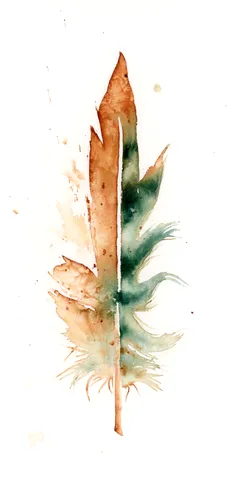 Image of a feather watercolor painting by Shayna Larsen, originals & prints available