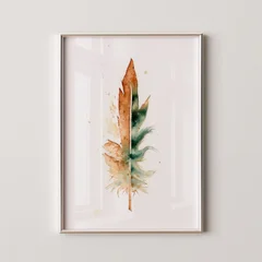 Image of a feather watercolor painting by Shayna Larsen, originals & prints available