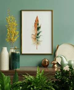 Image of a feather watercolor painting by Shayna Larsen, originals & prints available