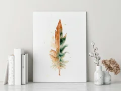 Image of a feather watercolor painting by Shayna Larsen, originals & prints available