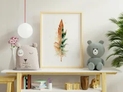 Image of a feather watercolor painting by Shayna Larsen, originals & prints available